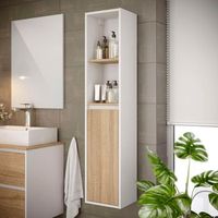 columna de bano dora 1 puerta 140x30x25 roble y blanco t-bath