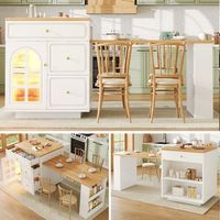 isla de cocina extensible con vitrina de cristal y tira led rgb blanca 12251955 cm