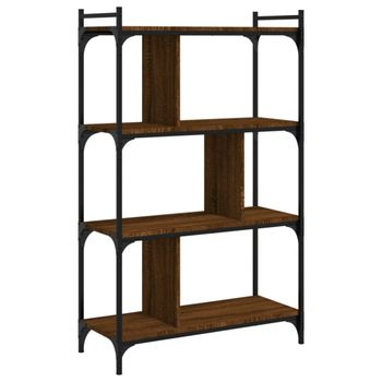 Estantería  librería 4 estantes madera marrón roble 76x32x123 cm