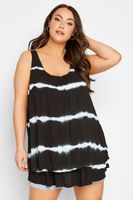 yours top negro tie dye sin mangas espalda de crochet mujer curvy y tallas grandes yours