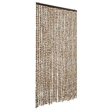 Cortina Antimoscas Chenilla Beige Y Marrón 118x220 Cm Vidaxl