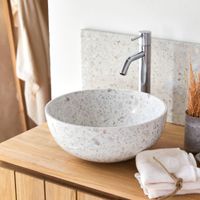 lavabo redondo de terrazo premium moon   32 cm