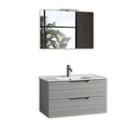 mueble de bano con espejo de 4 piezas en mdf gris