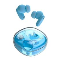auriculares cool fun inalambricos bluetooth hi-fi con pantalla led control tactil y estuche de carga celeste