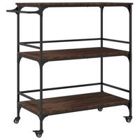 carrito de cocinarestanteria de cocina carrito de servir madera ingenieria marron roble 1005x50x105cm