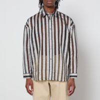 sunflower stable semi-sheer striped organza shirt - xl