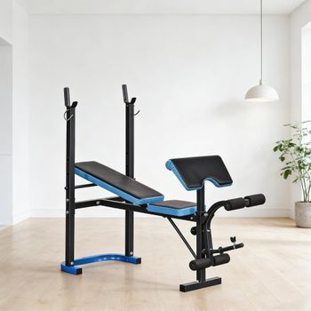 Banco De Pesas Homcom Acero Pu, 155x56,5x120 Cm, Negro