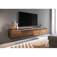 mueble de tv lowboard d 180 cm mueble de television mueble de salon sin iluminacion led color madera old style