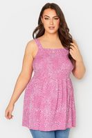yours top de tirantes rosa estampado animal busto fruncido mujer curvy y tallas grandes yours