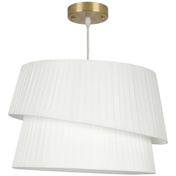 HOMCOM Lámpara colgante elegante con doble pantalla, regulable en altura, para salón, blanco