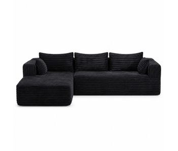 Sofá seccional comprimible l 2 plazas - chaise cómoda, sin estructura (boneless), asiento profundo, modular minimalista convertible cama - negro