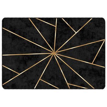 Alfombra Lavable Antideslizante Negro Y Dorado 160x230 Cm Vidaxl