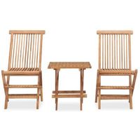 conjunto comedor jardin plegable 3 uds  mueble jardin mesa y sillas madera maciza de teca