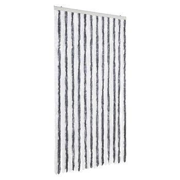 Cortina Antimoscas Chenilla Gris Y Blanco 100x230 Cm