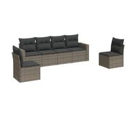 vidaxl set de muebles de jardin 6 pzas y cojines ratan sintetico gris