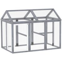 pawhut recinto gallinero 118 m parque enrejado con puertas con cerradura armazon de madera maciza 140 x 885 x 106 cm gris   aosom espana