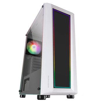 MARS GAMING MC-ART Blanco Caja PC Gaming ATX Doble Cristal Templado Dibujable ARGB 12 Modos Ventilador 12cm RGB Blanco