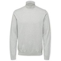 selected jersey noos berg roll neck knit - light grey melange para hombre