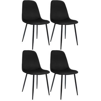 Set De 4 Sillas De Comedor Maryam Terciopelo Negro 54x45x88 Cm Clp