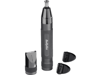 Cortapelos nariz - Babyliss E111E Super-X Metal, Nariz, Orejas y Cejas, Cabezales intercambiables, Black Edition