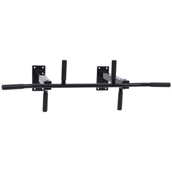 HOMCOM Barra de Dominadas de Pared Acero Entrenamiento Casa 105,5x28x49 cm Negro Barra de Tracción Resistente   Aosom España