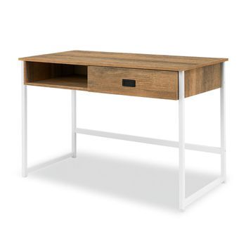 Otari - Escritorio Estilo Industrial Oak Con Cajón Y Compartimento Abierto, 110x50xh76 Cm