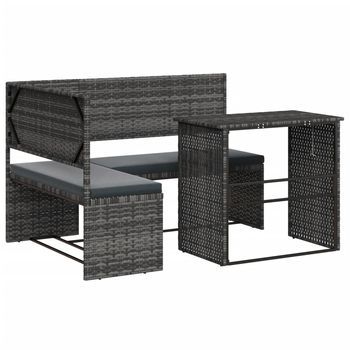 Sofá De Jardín | Sofá De Exterior En Forma De L Con Mesa Y Cojines Ratán Pe Gris