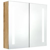 mueble de bano  armario de bano con espejo y led color roble 62x14x60 cm