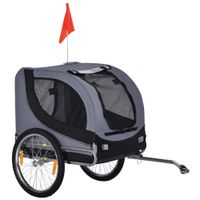 homcom remolque para perros con bandera y 8 reflectores gris y negro   aosom espana