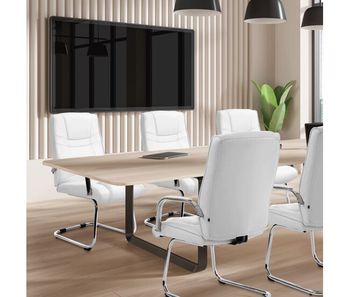 Silla cantiléver xxl attila simil cuero blanco 67x60x104 cm