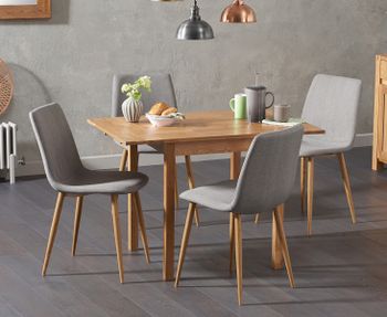 Oxford 70cm Solid Oak Extending Dining Table with 2 Helsinki Fabric Chairs