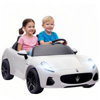 aiyaplay coche electrico infantil maserati 12v 2 plazas mando parental luces led y mp3 blanco