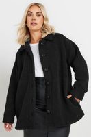 yours chaqueta negra de peluche mujer curvy y tallas grandes yours