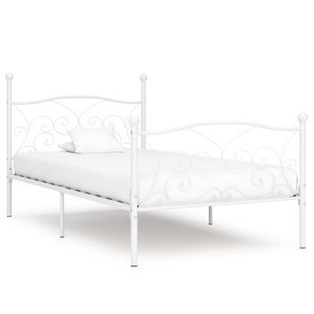 Estructura Cama Con Somier Sin Colchón Metal Blanco 100x200 Cm Vidaxl