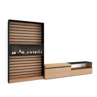 muebles de salon para tv conjunto de muebles comedor 310x186x35cm para tv hasta 80 chimenea electrica xxl estilo moderno roble y negro