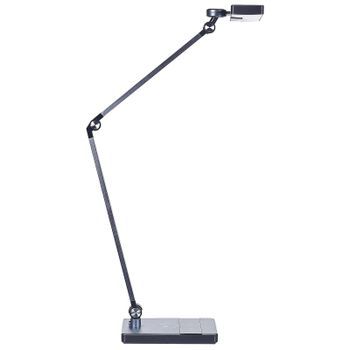 Lámpara De Mesa Led De Metal Negro Interruptor Táctil Cargador Inalámbrico Lacerta