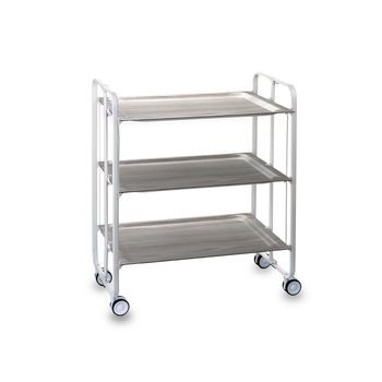 Carrito Auxiliar Plegable Bauhaus Blanco Con Ruedas – 3 Niveles Y 3 Posiciones,,fresno