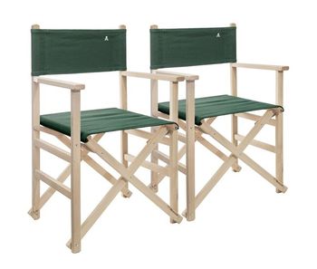 Set de 2 sillones director plegables estructura sin barniz con lona color verde oscuro fabricada en madera de haya de primera calidad scalpers