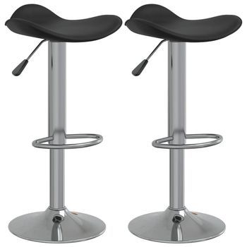 2 Uds Taburete De Cocina | Taburete De Bar | Taburete Alto Acero Cromado Cuero Artificial Negro