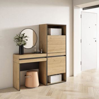 Consola entrada efecto madera roble 130x35x145cm