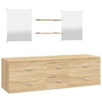 juego de 5 piezas de muebles de bano de madera de roble vidaxl