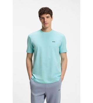 BOSS para hombre. 50506373 Camiseta Detalle azul (M), Casual, Algodón, Manga corta, Turquesa