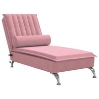 sofa divan de masaje con cojin de terciopelo rosa vidaxl