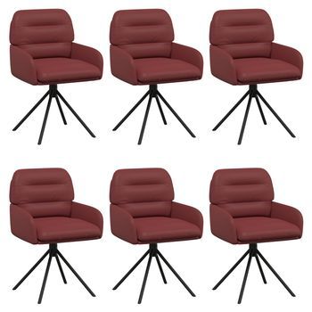 Sillas De Comedor Giratorias 6 Uds. Cuero Sintético Rojo Vino Vidaxl