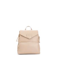 mochila de piel sintetica con bolsillo redondo con cremallera bolsillos laterales con cremallera hazelnut