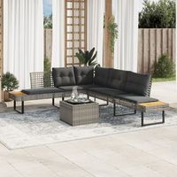 set de sofas jardin 2 piezas  mueble de jardin con cojines ratan pe y vidrio gris