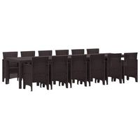 conjunto de comedor de jardin 13 pcs marron ratan polt vidaxl