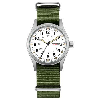 Reloj de Campo Luminoso TPW 2026 de 38 mm para Hombre, Correa de Tela de Fácil Lectura, Visualización de 24 Horas, Función de Fecha y Día, Movimiento de Cuarzo