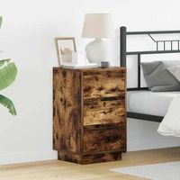 mesita de noche - mueble para dormitorio - madera de ingenieria - roble ahumado 39x345x65cm