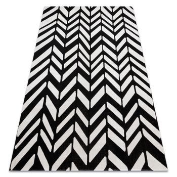 Alfombra Moderna Mundo E0571 Espina De Pescado Exterior Beige / Negro 160x220 Cm